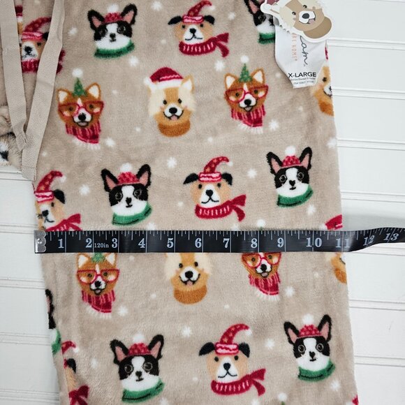 Daydream Plush Ultra Soft Women's Tan Christmas Puppy Pajama Pants Size XL NWT - Picture 10 of 11
